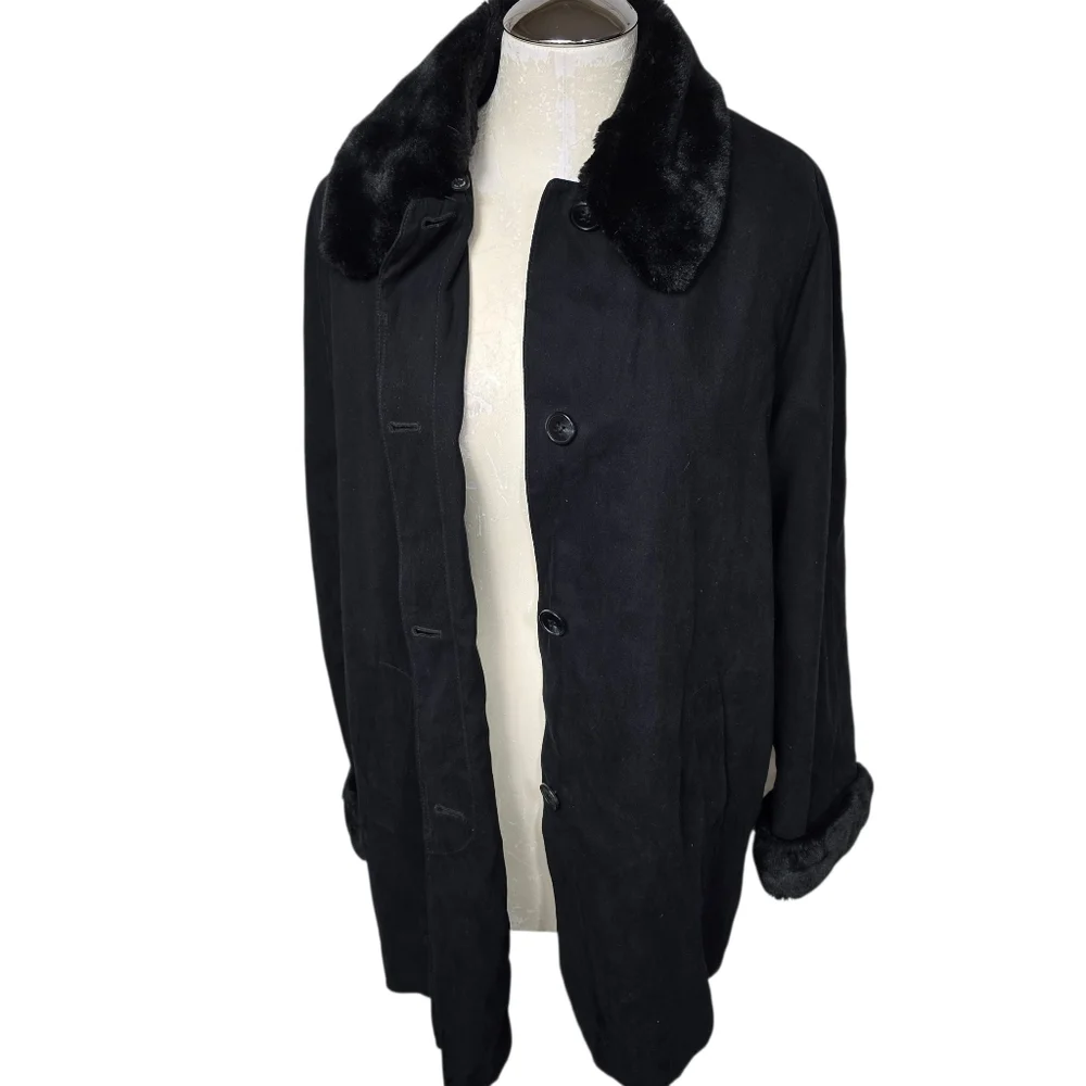 London Fog Black Removeable Lining Button Down Coat S Reg